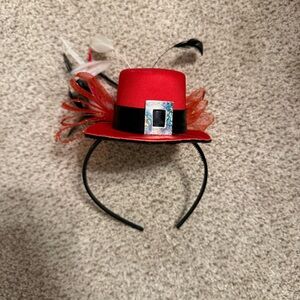 Red Mini Top Hat Headband with Black Band
